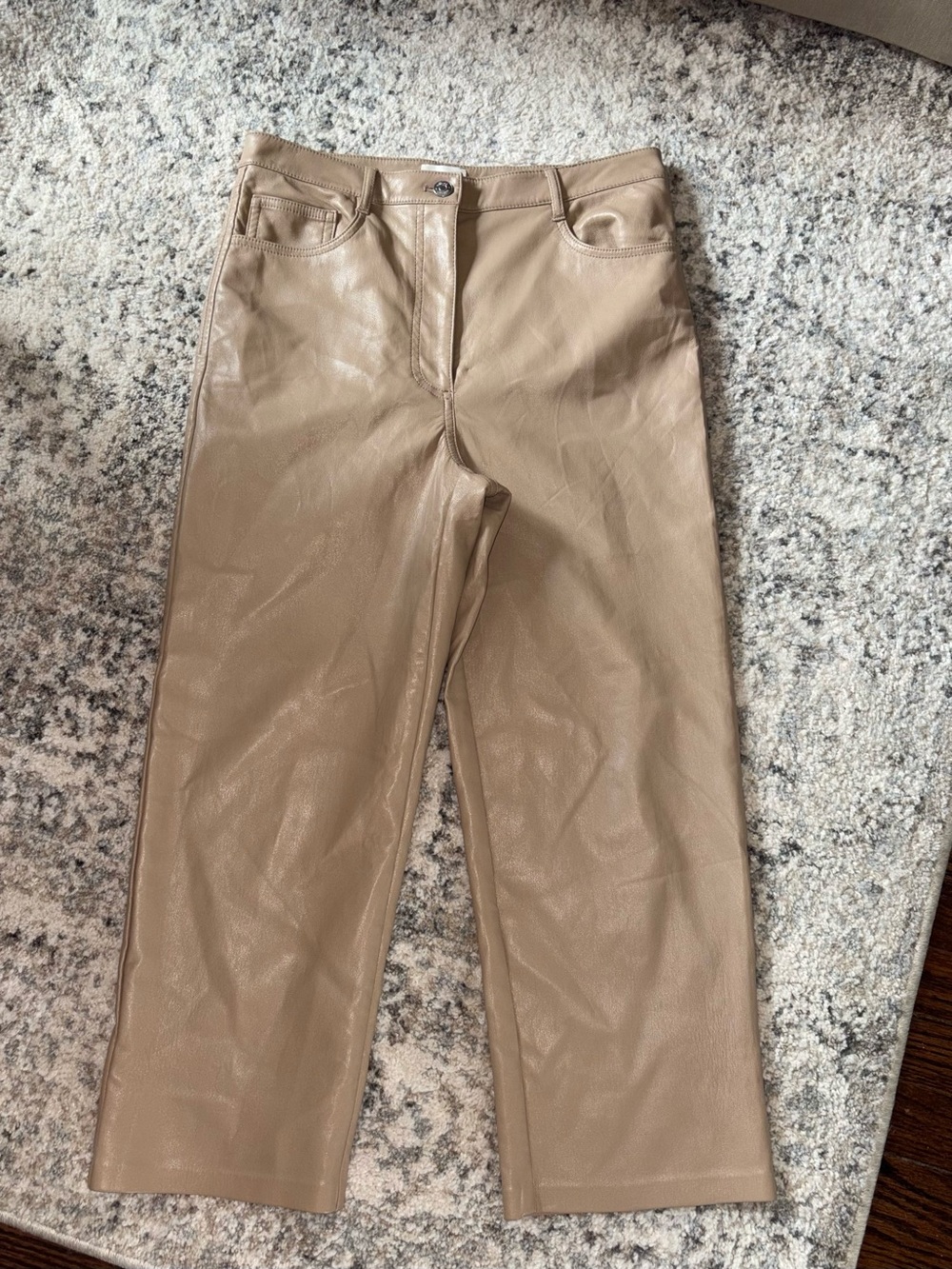 Wilfred Tan Faux-Leather Straight-Leg Trousers